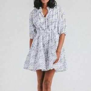 Cleobella Nevah Floral White and Blue Dress